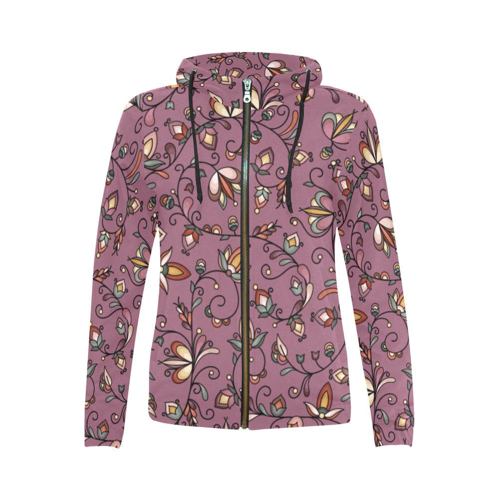 Burnt Sky Petals Full Zip Hoodie for Women