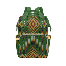 Load image into Gallery viewer, Fire Feather Green Multi-Function Diaper Backpack/Diaper Bag
