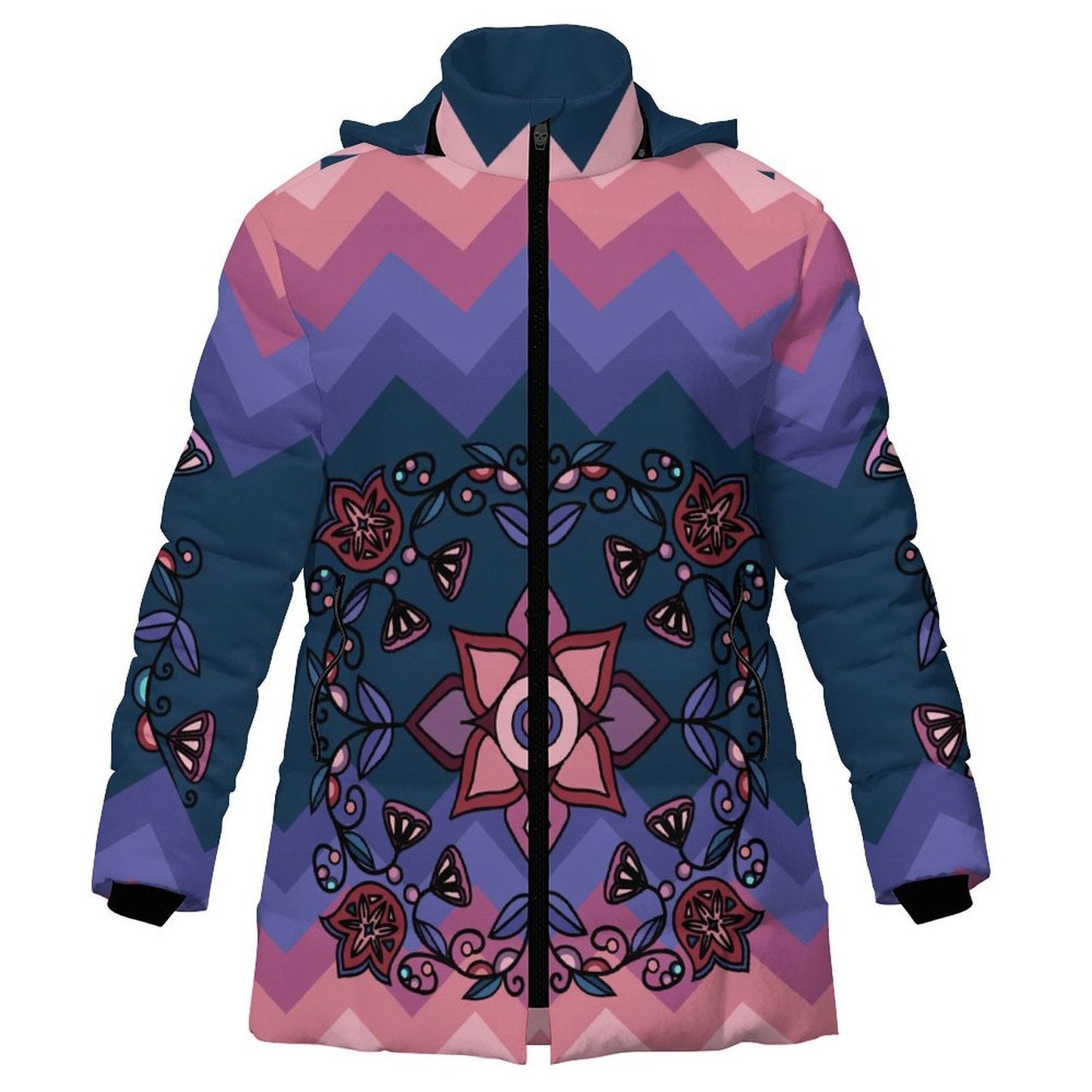 Frost Flower Circle Women's Hooded Puffer Coat