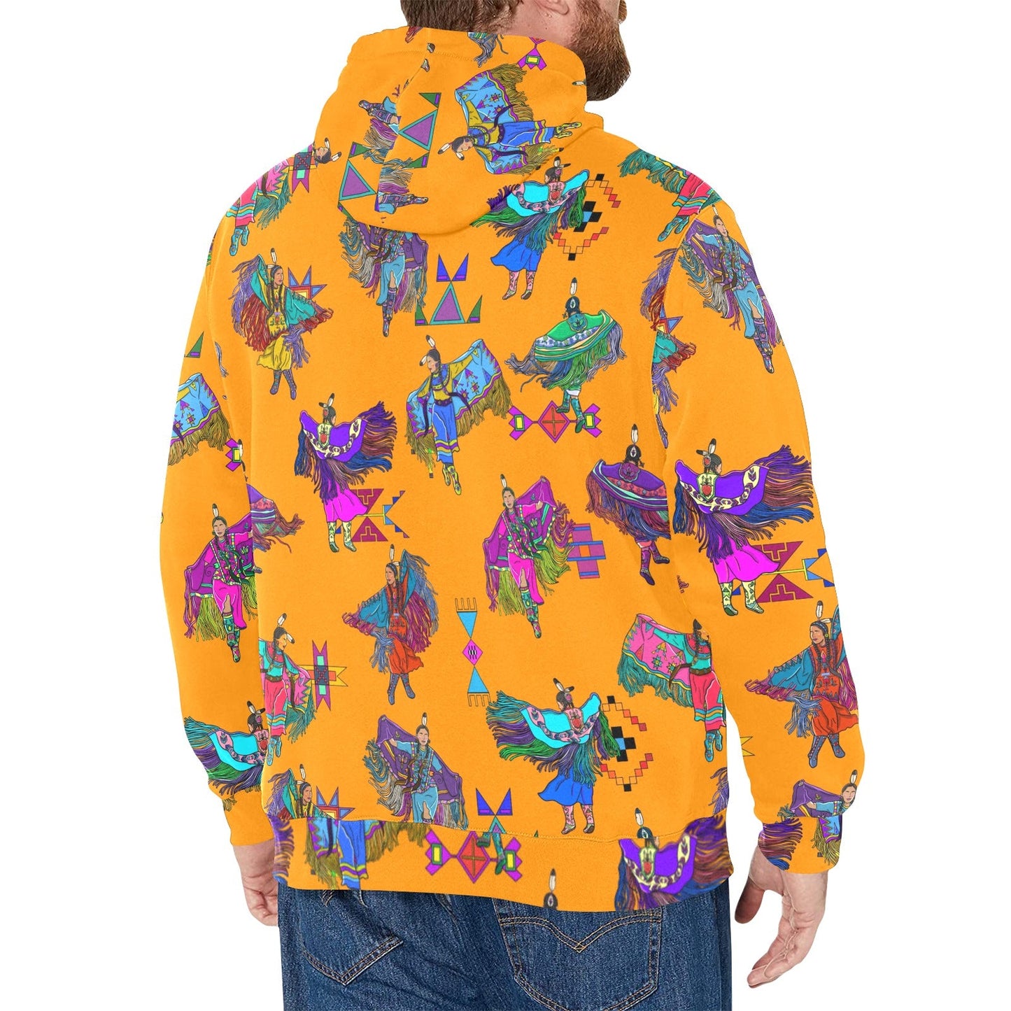 Women's Fancy Dancers Orange Men's Long Sleeve Fleece Hoodie