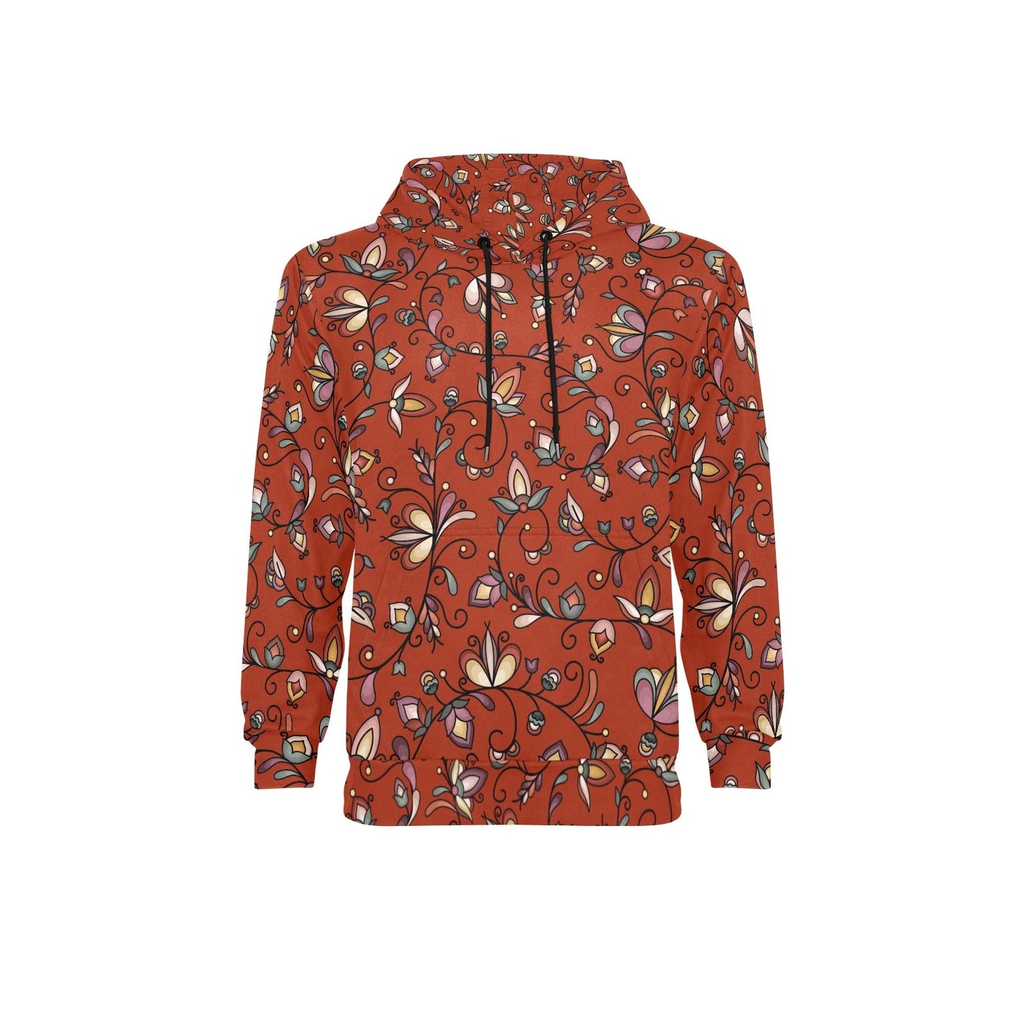 Burnt Sky Petals Red Men's Long Sleeve Fleece Hoodie