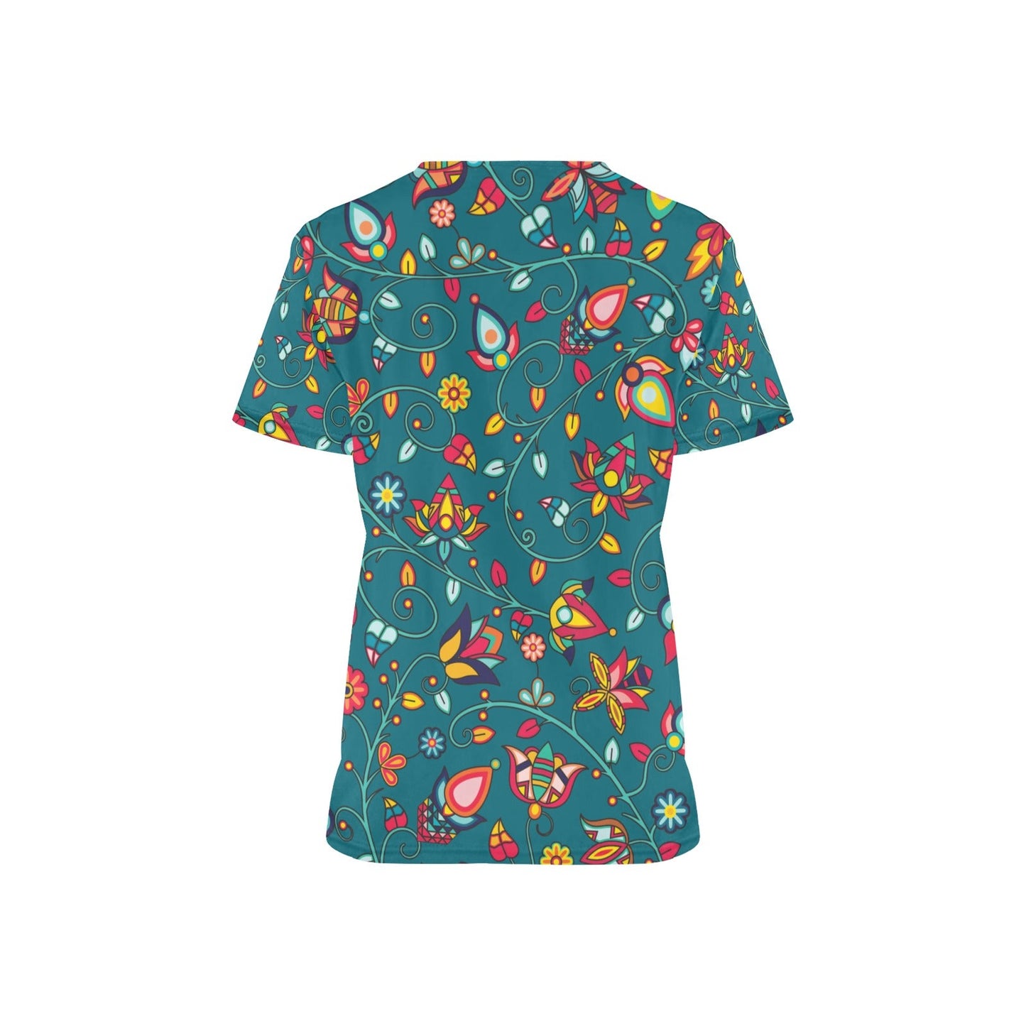 Thorny Path Teal Scrub Top