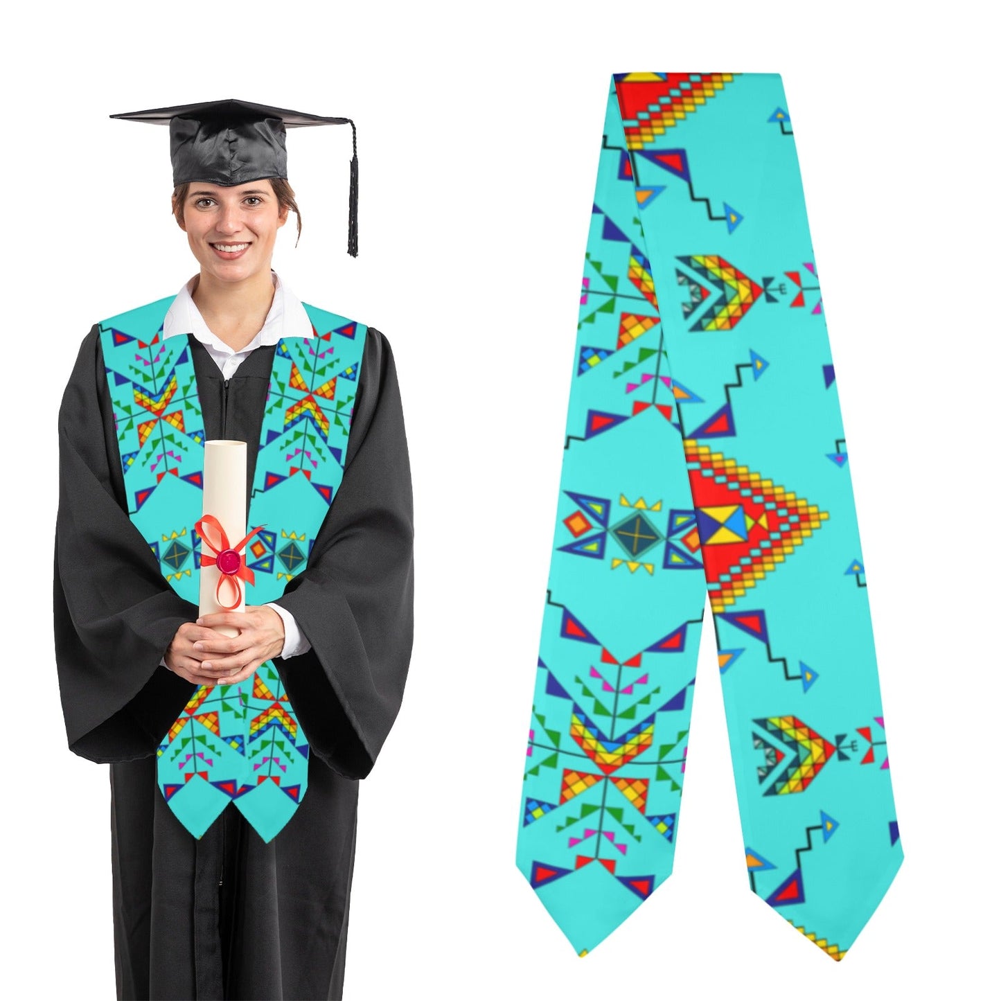 Buffalo Jump Turquoise Graduation Stole