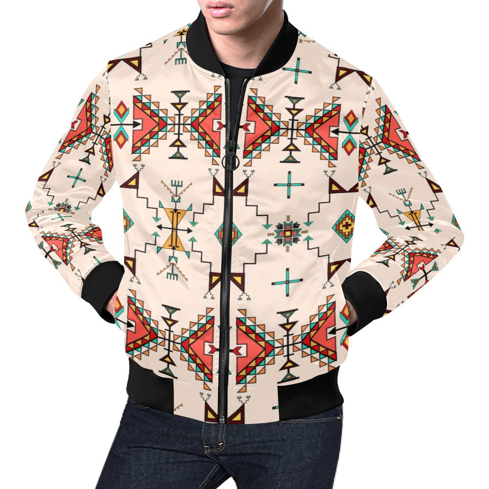 Thunder Flight Cream Bomber Jacket for Men