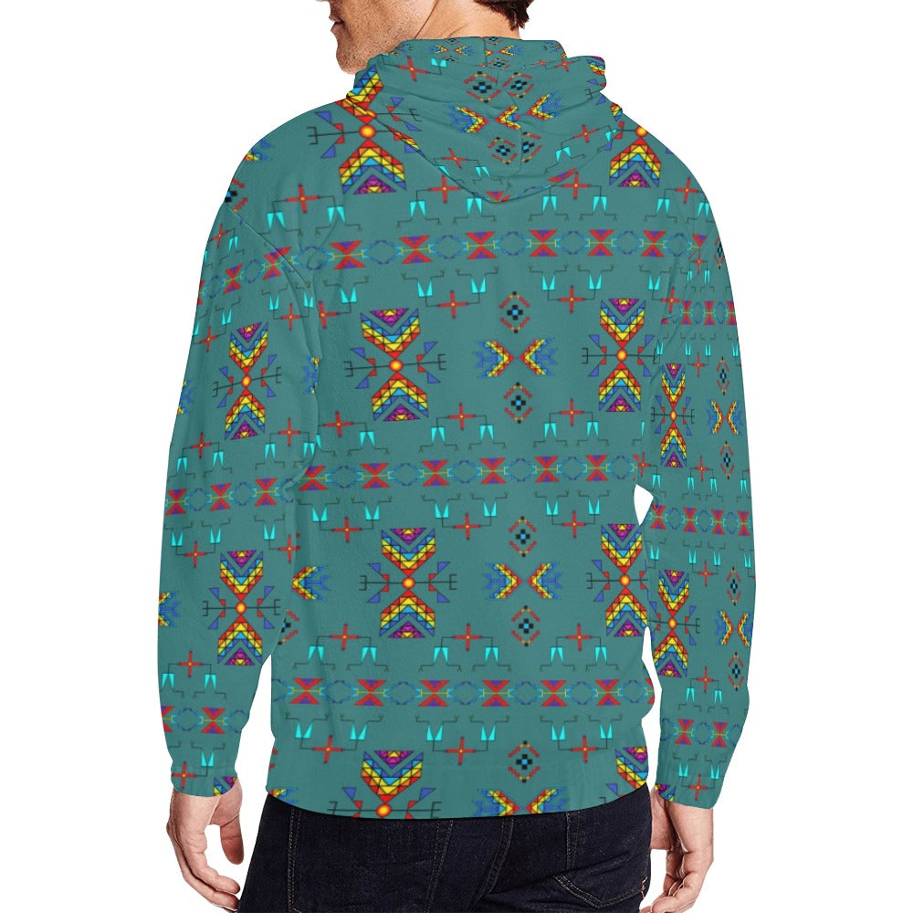 Rainy Chief Rainbow Teal Sky Men's Zipper Hoodie