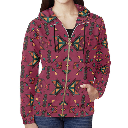 Arrow Dawn Maroon Full Zip Hoodie for Women