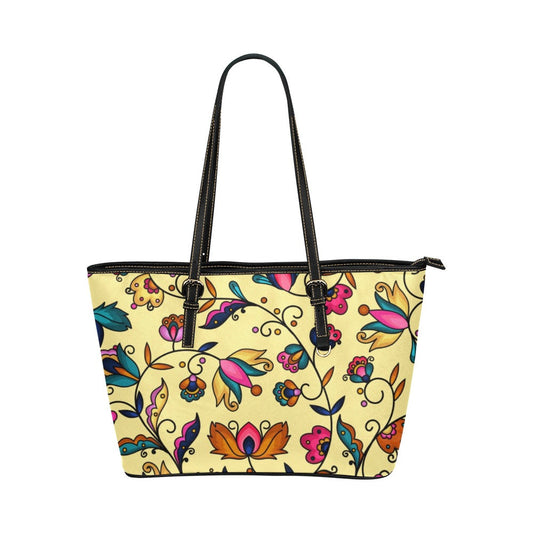 Copper Prairie Petals Yellow Leather Tote