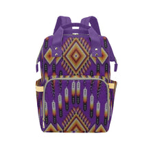 Load image into Gallery viewer, Fire Feather Purple Multi-Function Diaper Backpack/Diaper Bag
