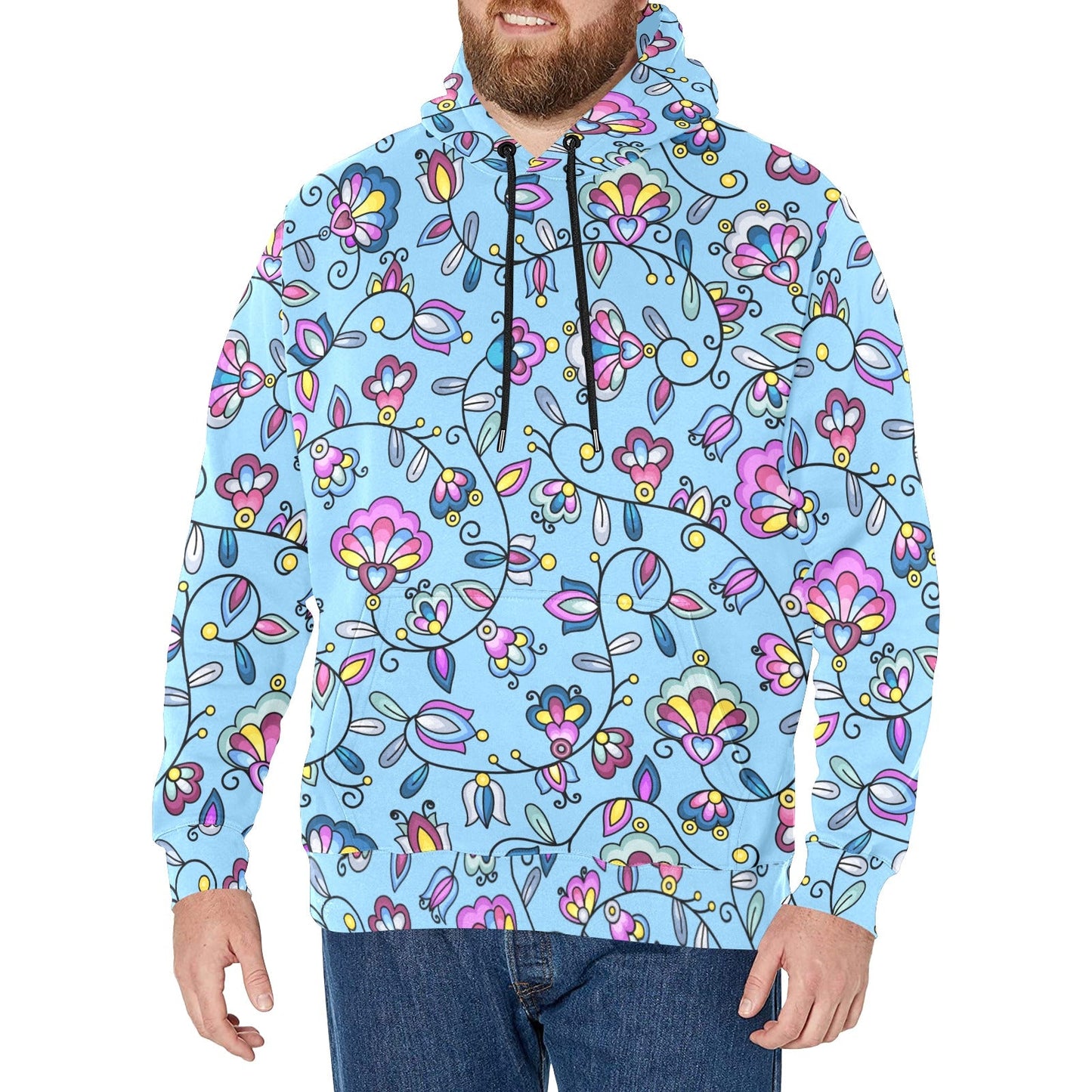 Autumn Bundle Blessing Blue Men's Long Sleeve Fleece Hoodie