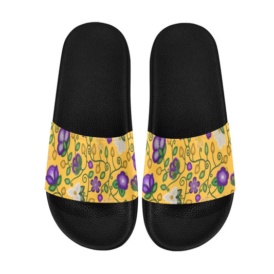 Midnight Moss Bloom Yellow Slide Sandals