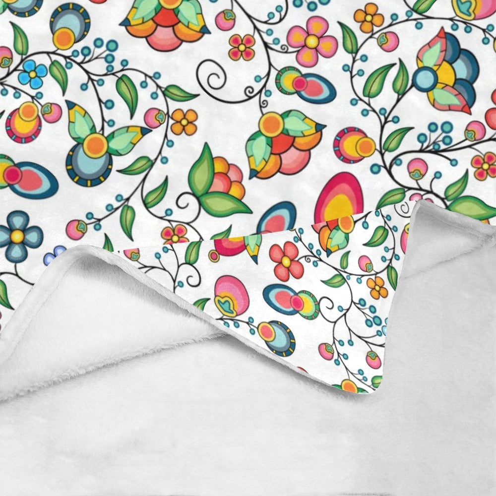 Floral Bounty White X-Large Micro Fleece Blanket