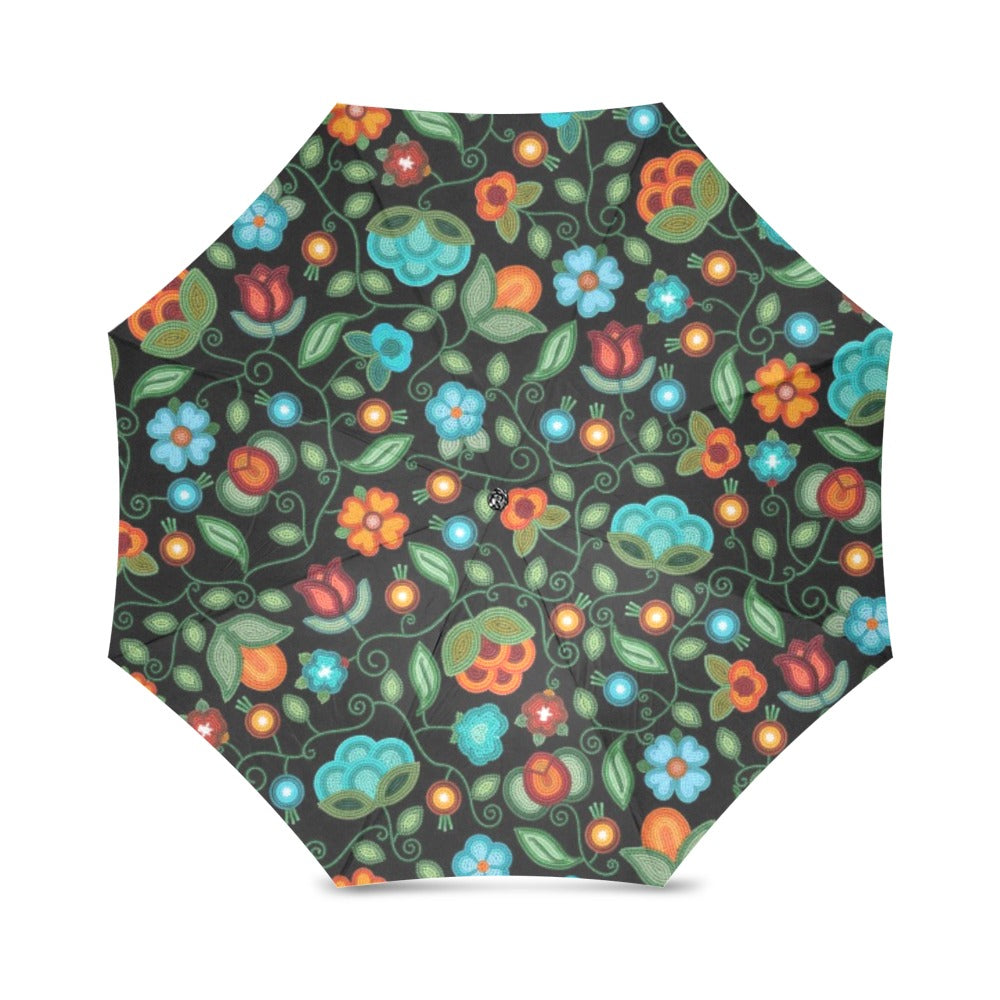 Prairie Fire Petals Black Foldable Umbrella