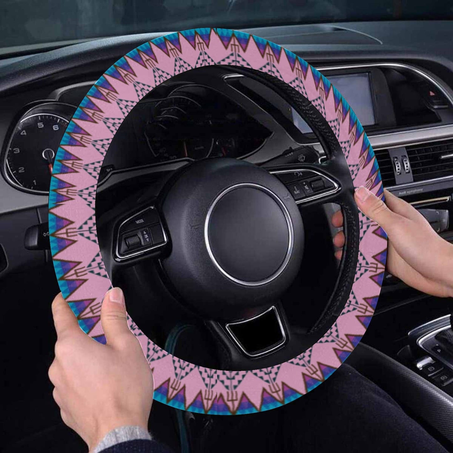 Sacred Trust Carnation Steering Wheel Cover with Elastic Edge