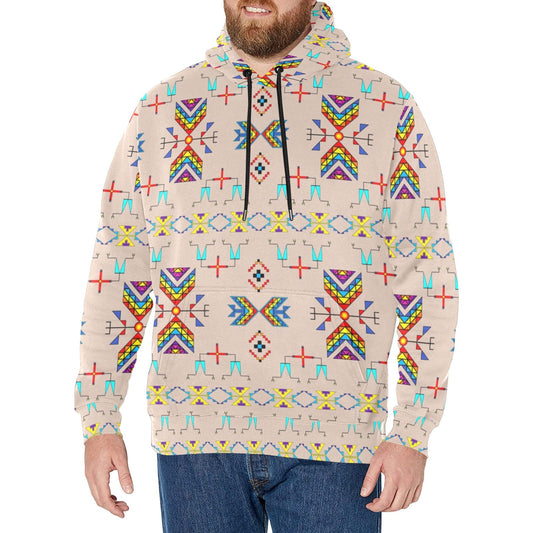 Rainy Chief Rainbow Taupe Men's Long Sleeve Fleece Hoodie