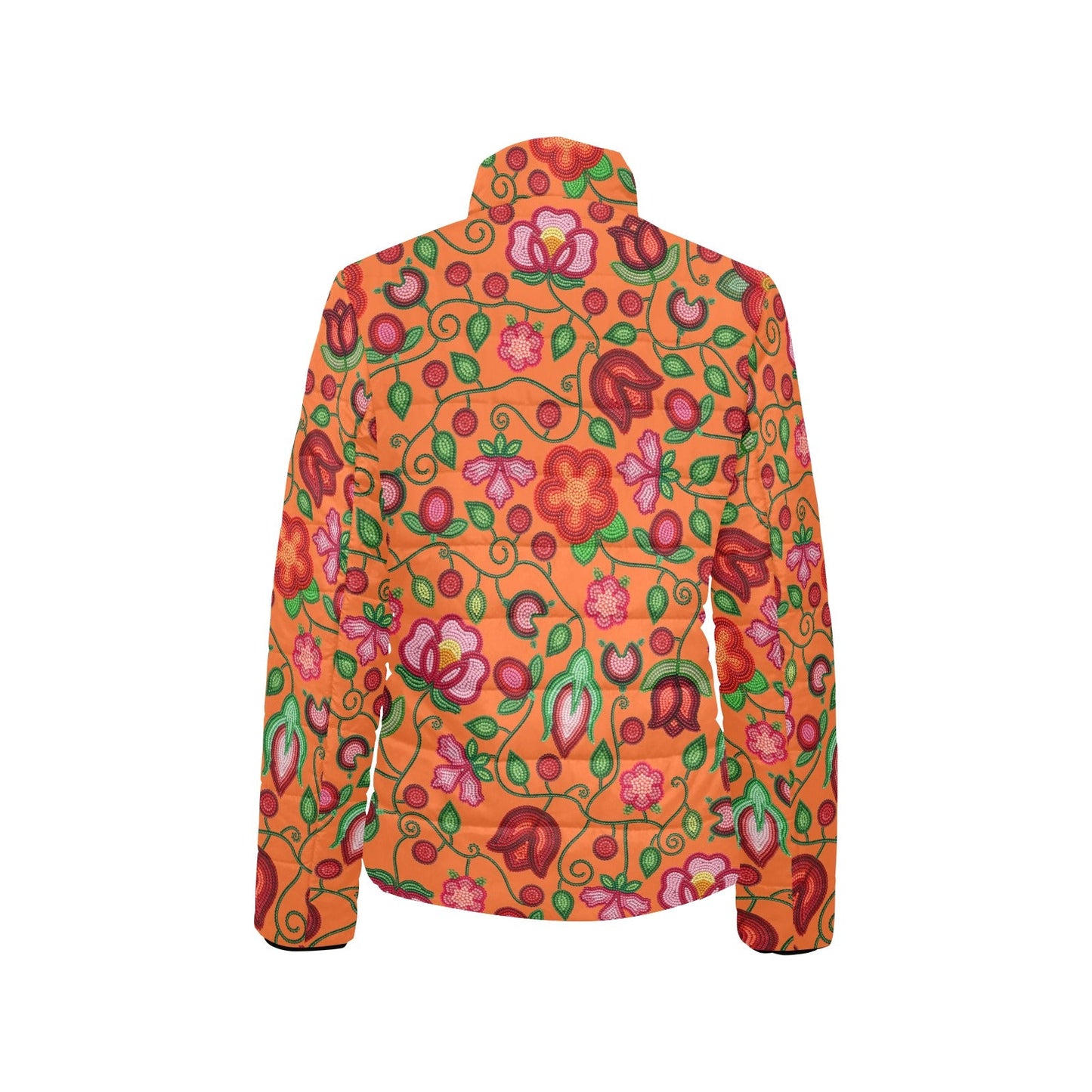 Rose Reverie Orange Stand Collar Jacket