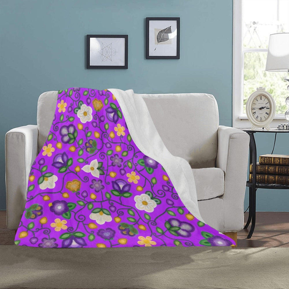 Midnight Moss Bloom Purple Small Micro Fleece Blanket
