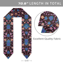 Load image into Gallery viewer, Floral Damask Purple Graduation Stole
