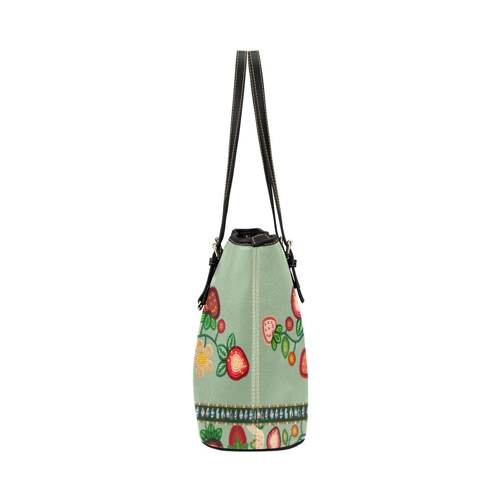 Berry Garden Sage Leather Tote