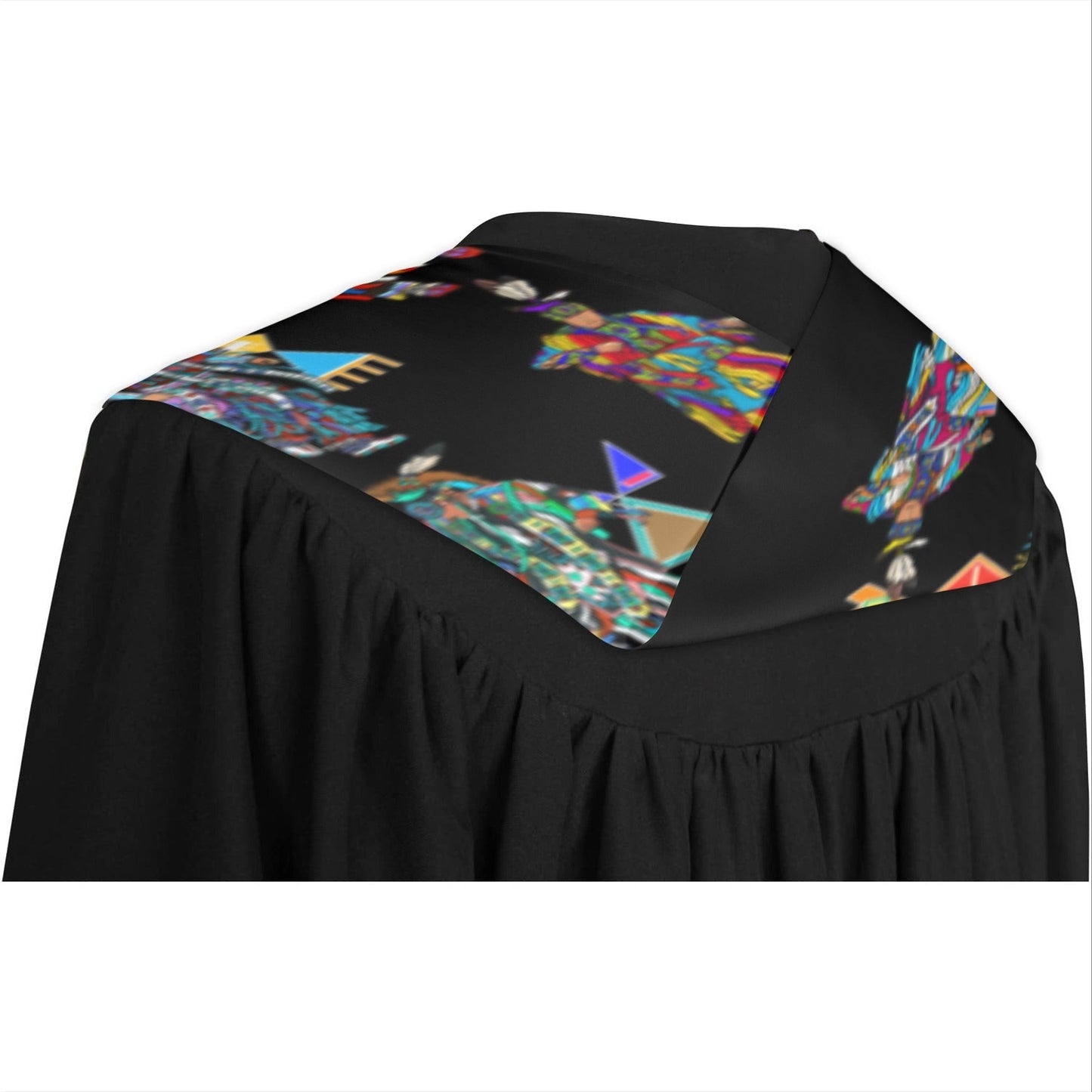 Men's Grass Dancers Black Graduation Stole