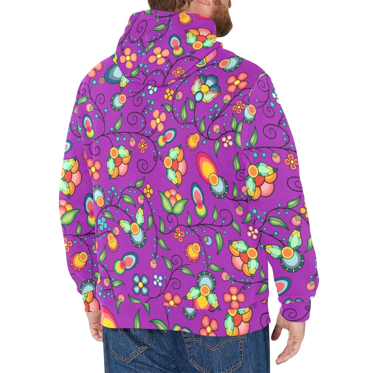 Floral Bounty Purple Men's Long Sleeve Fleece Hoodie
