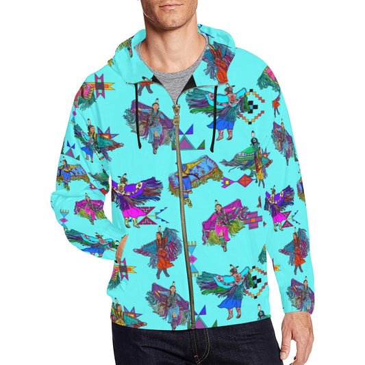 Women's Fancy Dancers Turquoise Men's Zipper Hoodie
