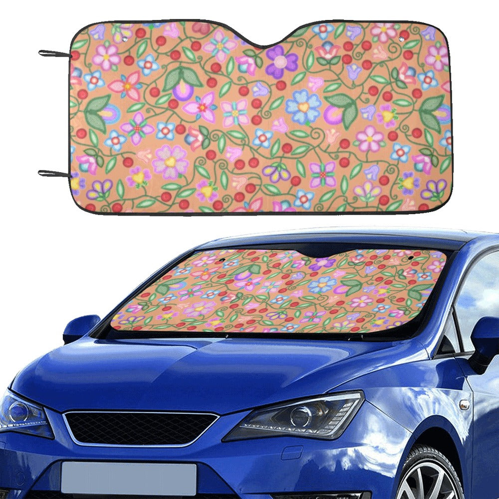 Petal Harmony Terracotta fabric Car Sun Shade 55"x30"