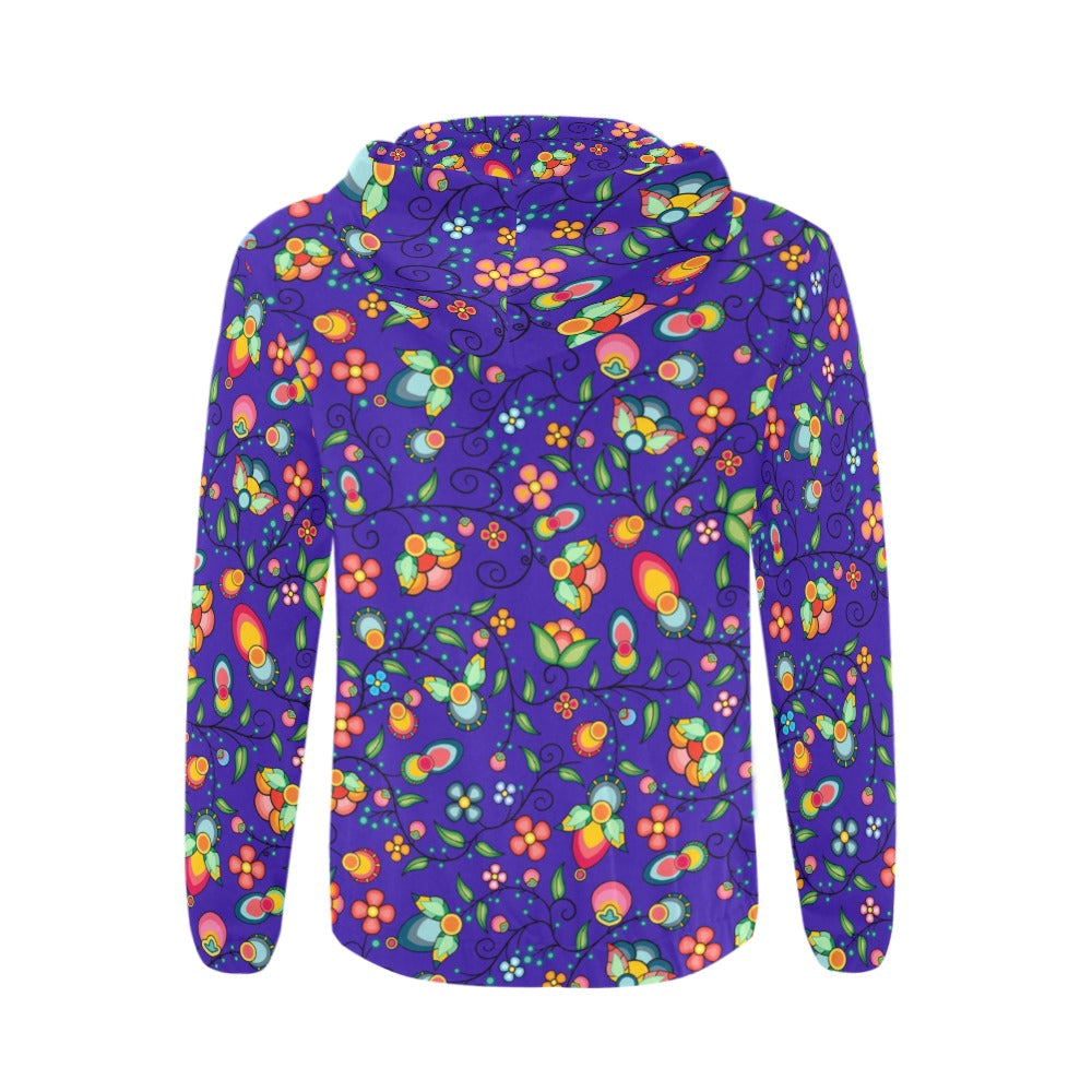 Floral Bounty Blue Men's Zipper Hoodie