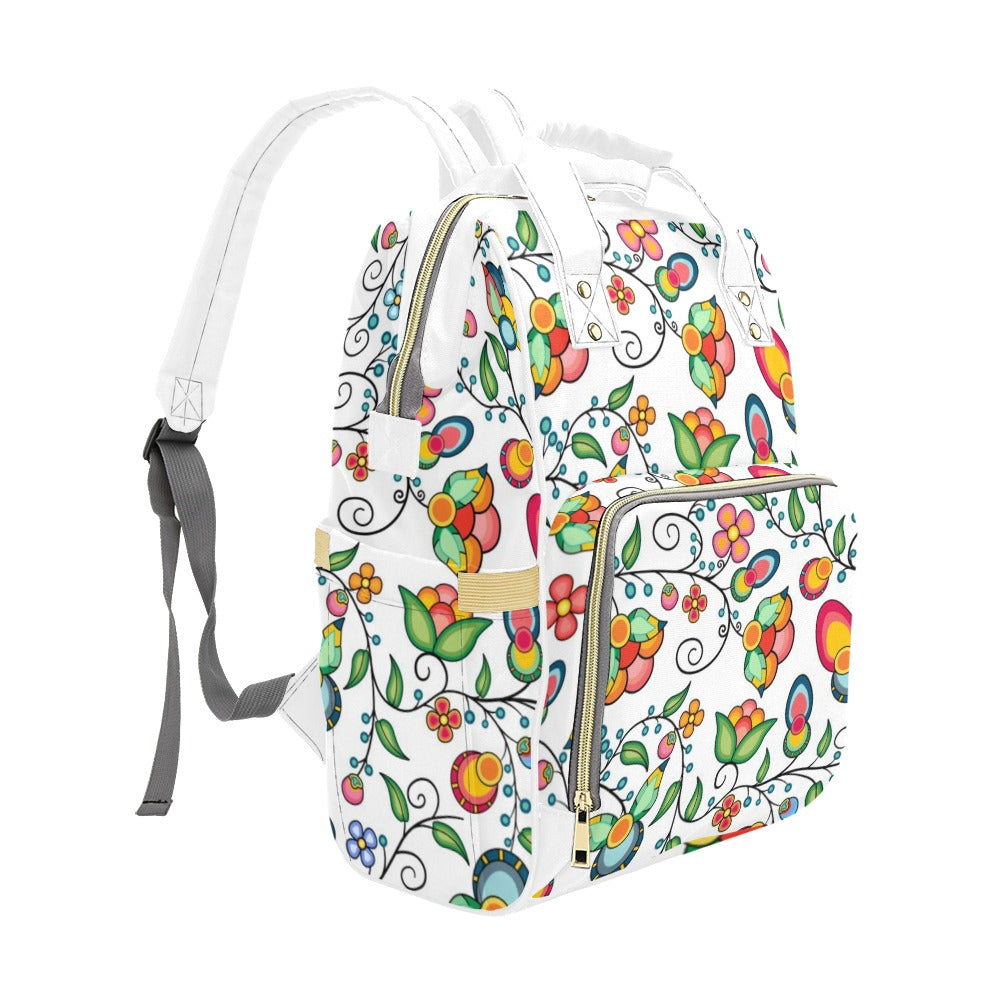 Floral Bounty White Multi-Function Diaper Backpack