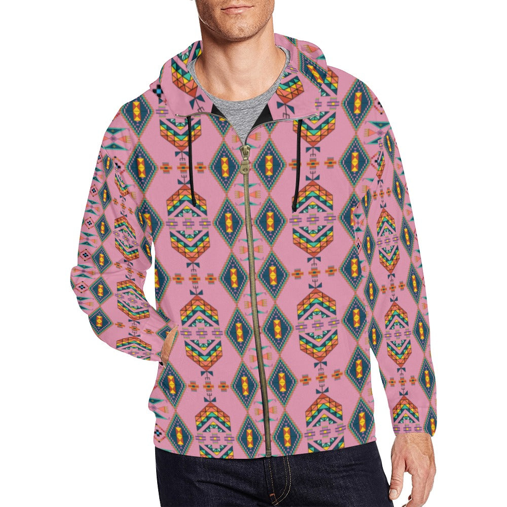 Travois Tipi Dusky Sunset Men's Zipper Hoodie