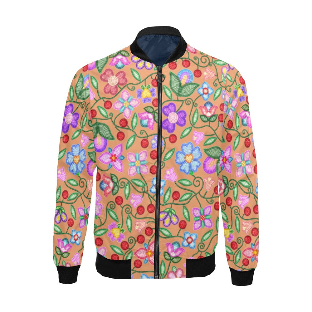Petal Harmony Terracotta Bomber Jacket