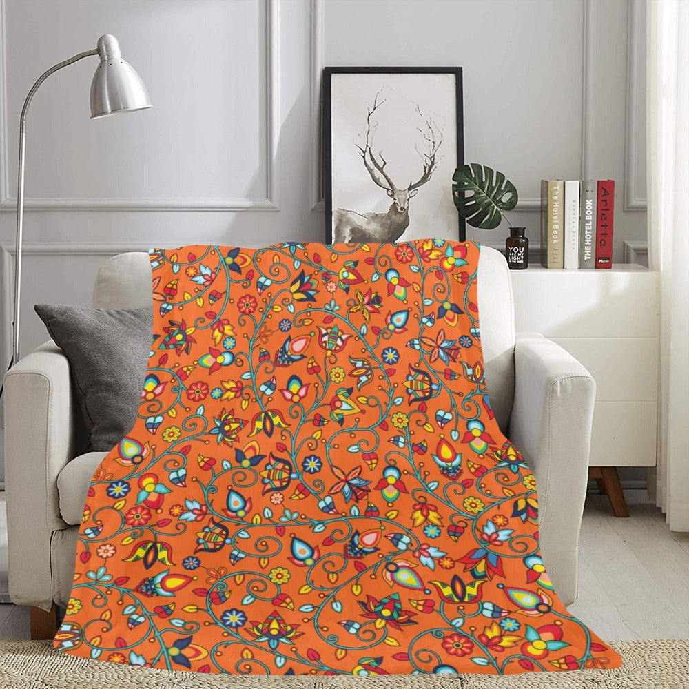 Thorny Path Orange X-Large Micro Fleece Blanket
