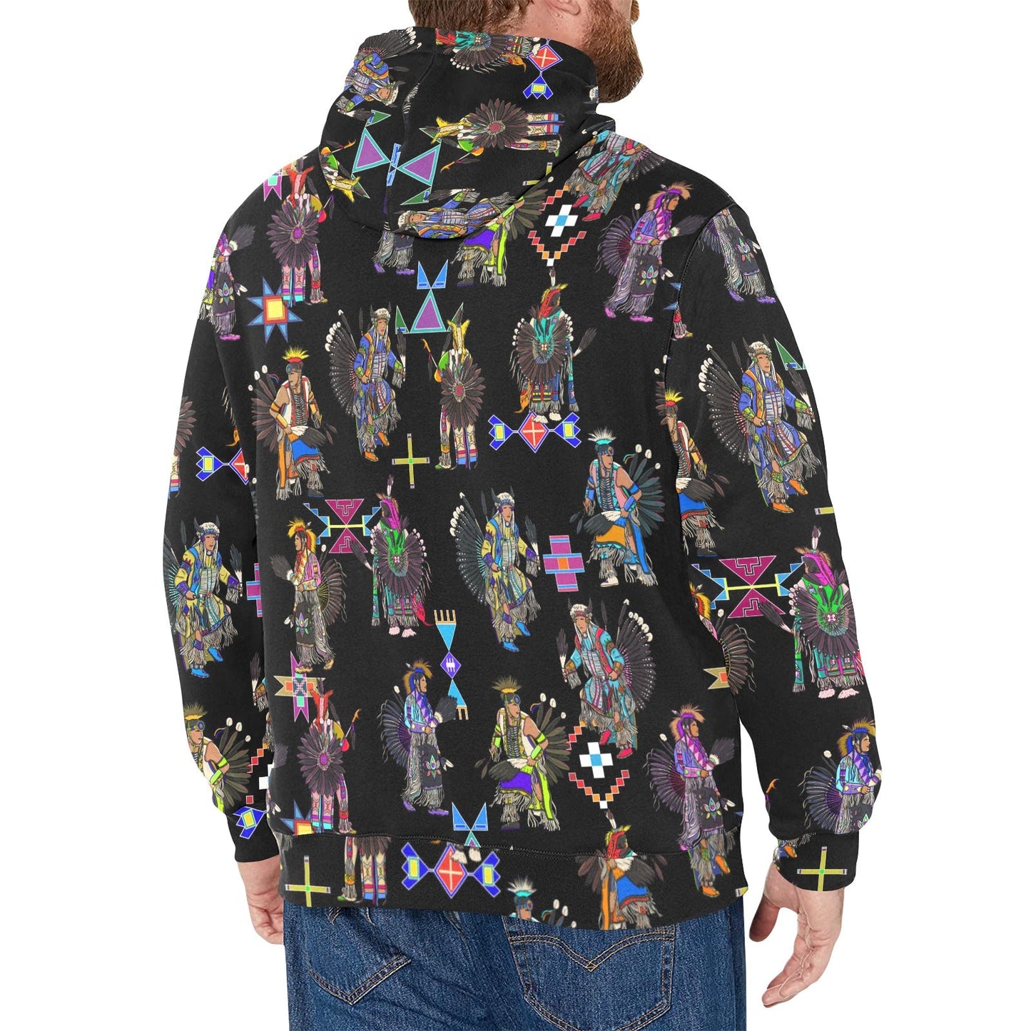 Men's Tradish Dancers Black Men's Long Sleeve Fleece Hoodie