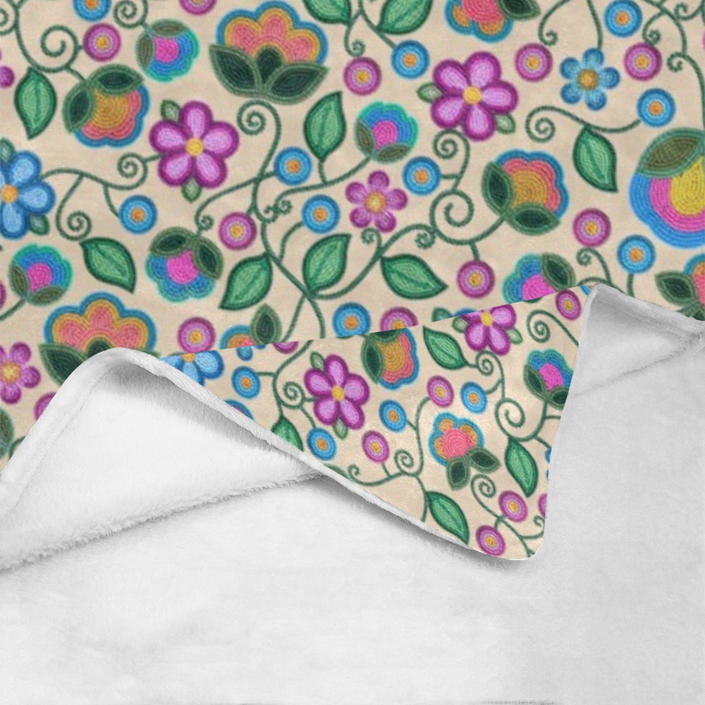 Turquoise Sunbeam Cream X-Large Micro Fleece Blanket