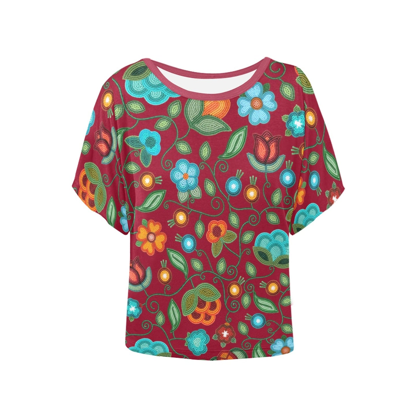 Prairie Fire Petals Red Batwing Blouse