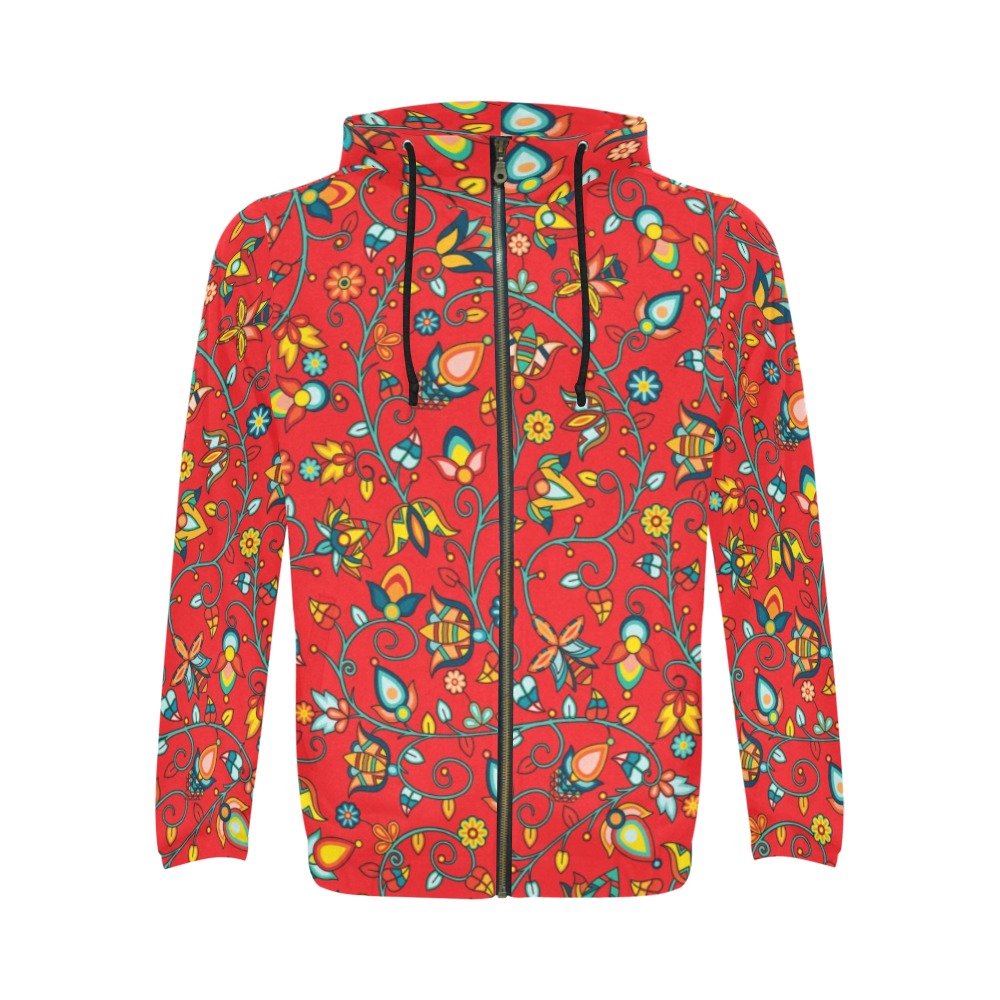 Thorny Path Red Men's Zipper Hoodie