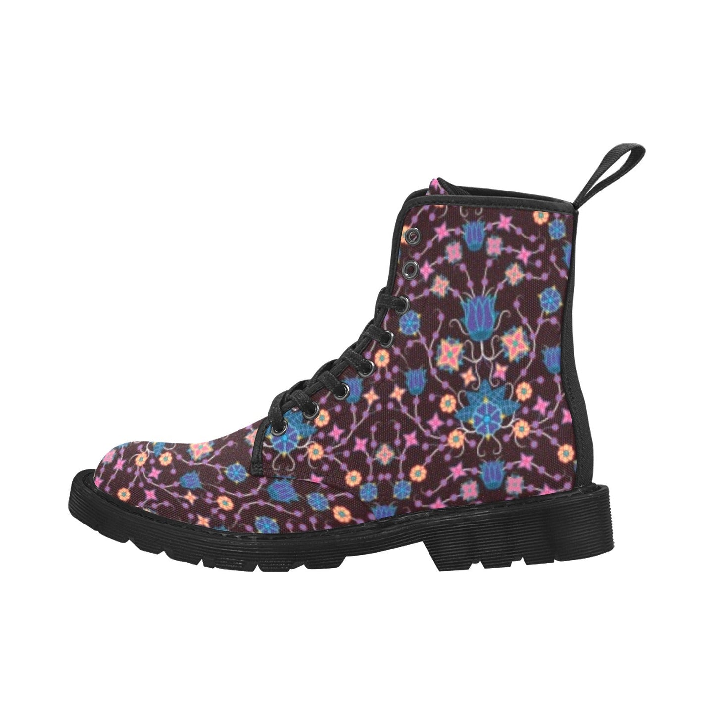 Floral Damask Purple Boots for Men