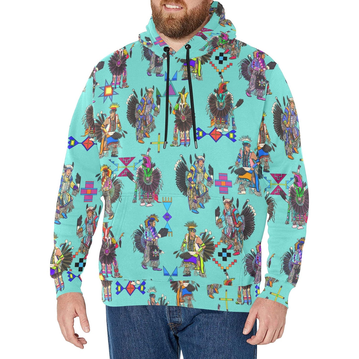 Men's Tradish Dancers Eggshell Blue Men's Long Sleeve Fleece Hoodie