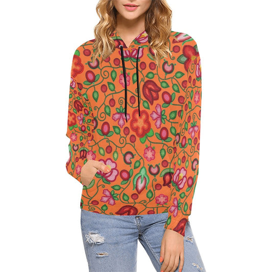 Rose Reverie Orange Hoodie for Women