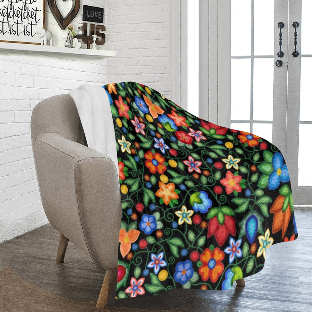 Morning Harmony Black Large Micro Fleece Blanket