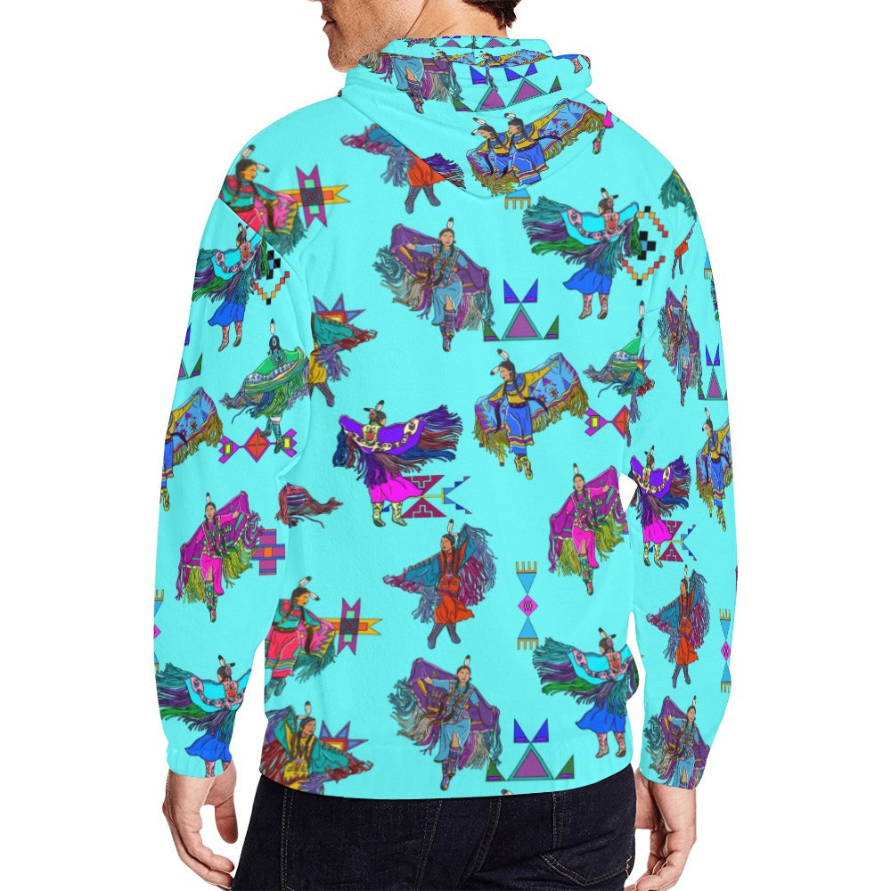 Women's Fancy Dancers Turquoise Men's Zipper Hoodie