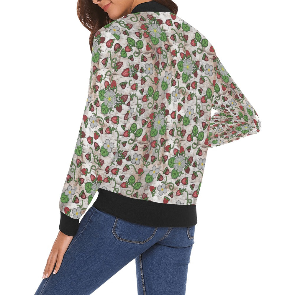 Strawberry Dreams Br Bark Bomber Jacket for Women