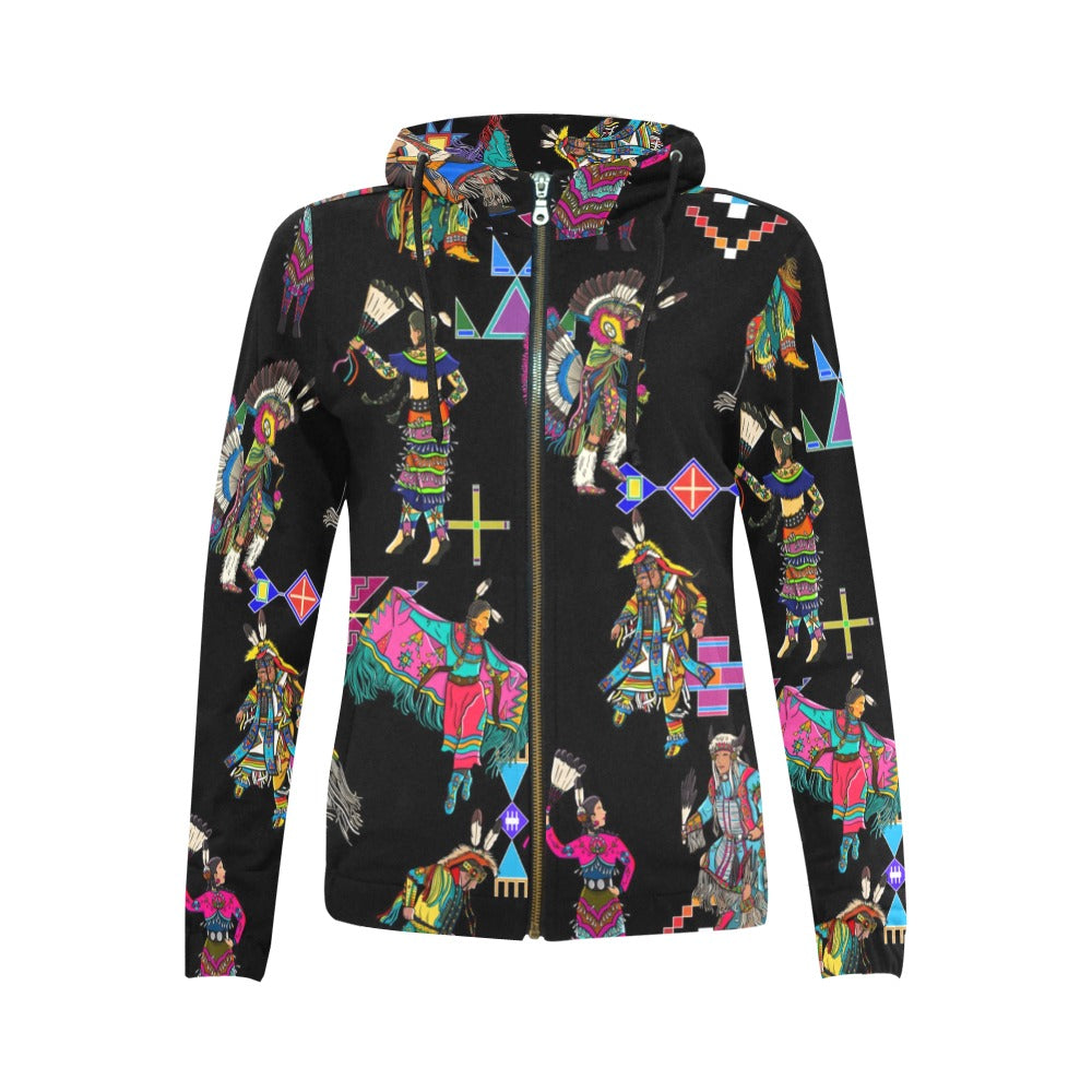 Grand Entry Dancers Black Full Zip Hoodie for Women