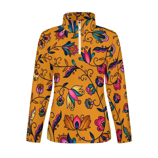 Copper Prairie Petals Orange Long Sleeve Yoga Shirt