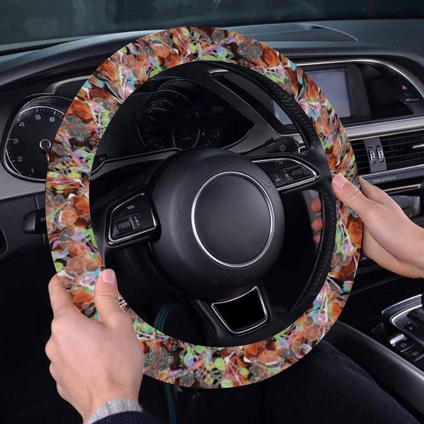 Culture in Nature Orange Steering Wheel Cover with Elastic Edge