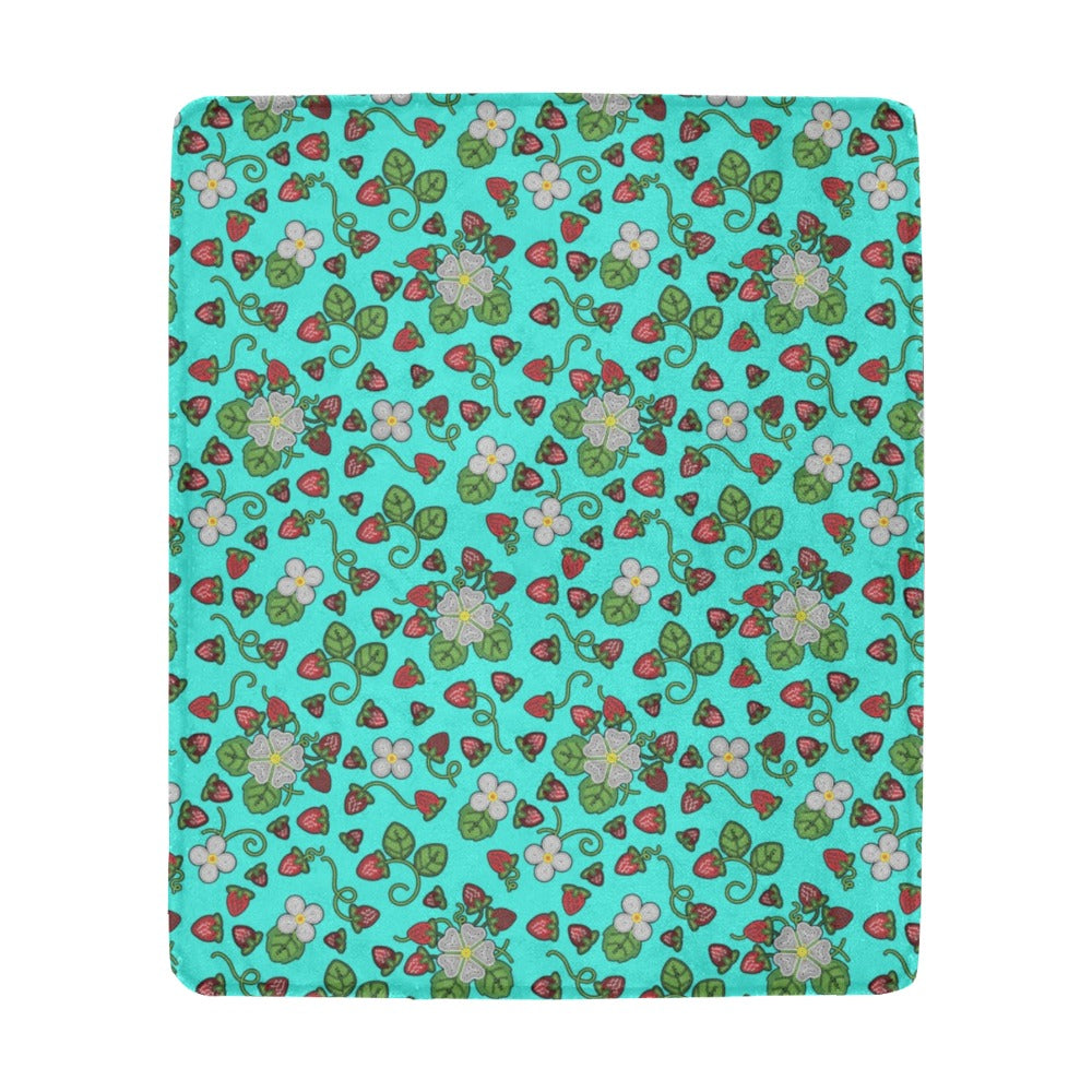 Strawberry Dreams Turquoise Ultra-Soft Micro Fleece Blanket 50"x60"