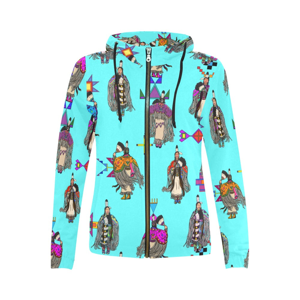 Women's Tradish Dancers Turquoise Full Zip Hoodie for Women