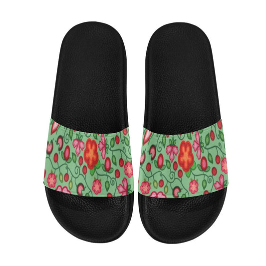 Rose Reverie Green Slide Sandals
