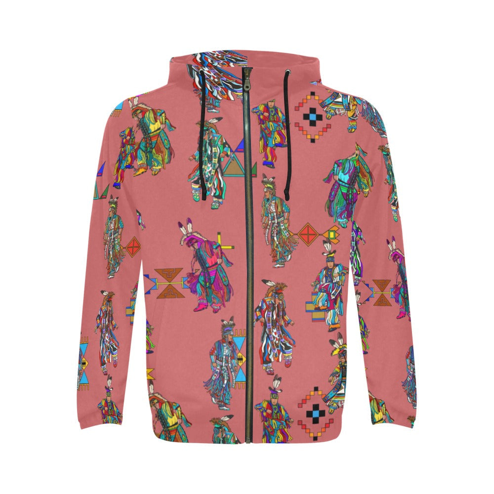 Men's Grass Dancers Terra Cotta Men's Zipper Hoodie