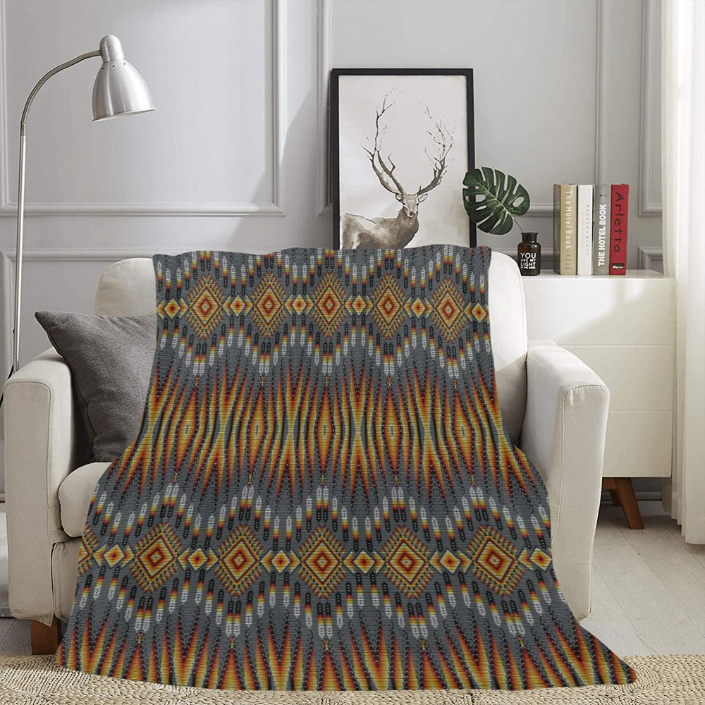 Fire Feather Grey X-Large Micro Fleece Blanket