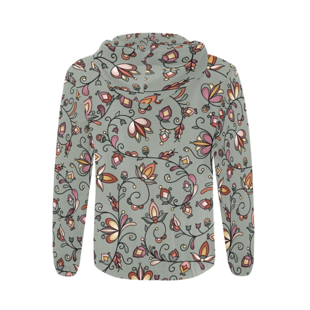 Burnt Sky Petals Green Zip Hoodie